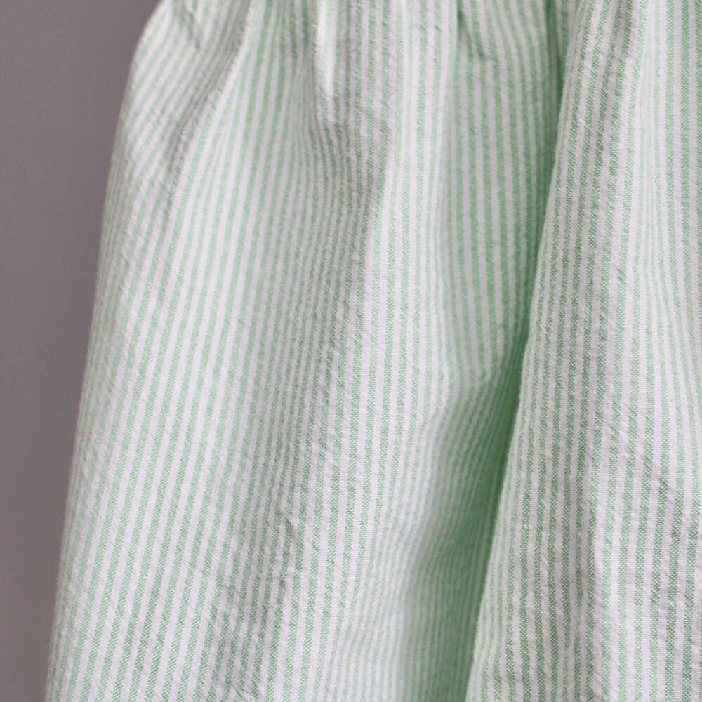DUFFIELD LANE Green White Striped Annika Tiered Above the Knee Dress sz Medium - Picture 8 of 10
